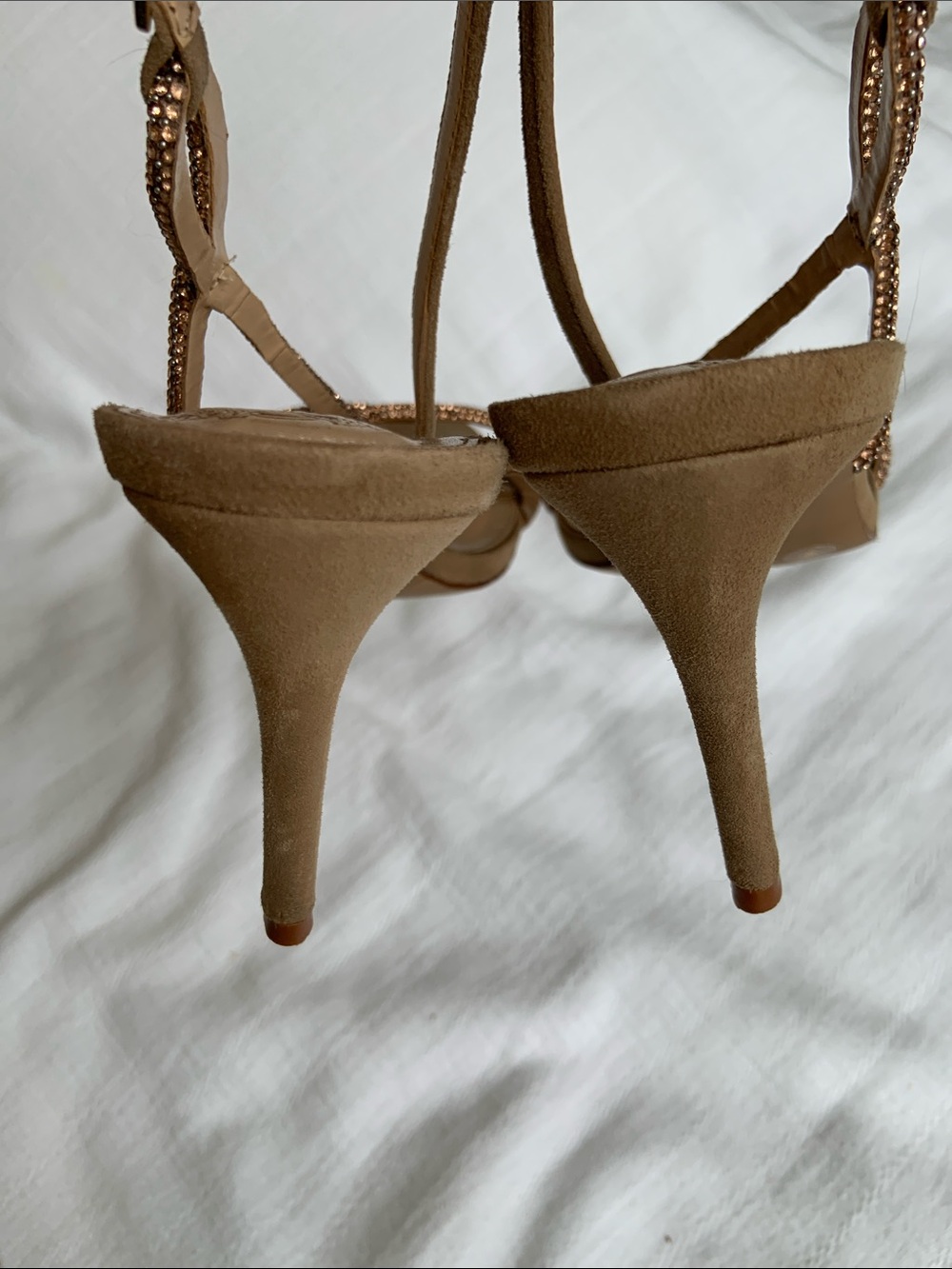 Vince Camuto Rose Gold Crystal-Strap Stiletto Sandals - Picture 5 of 6